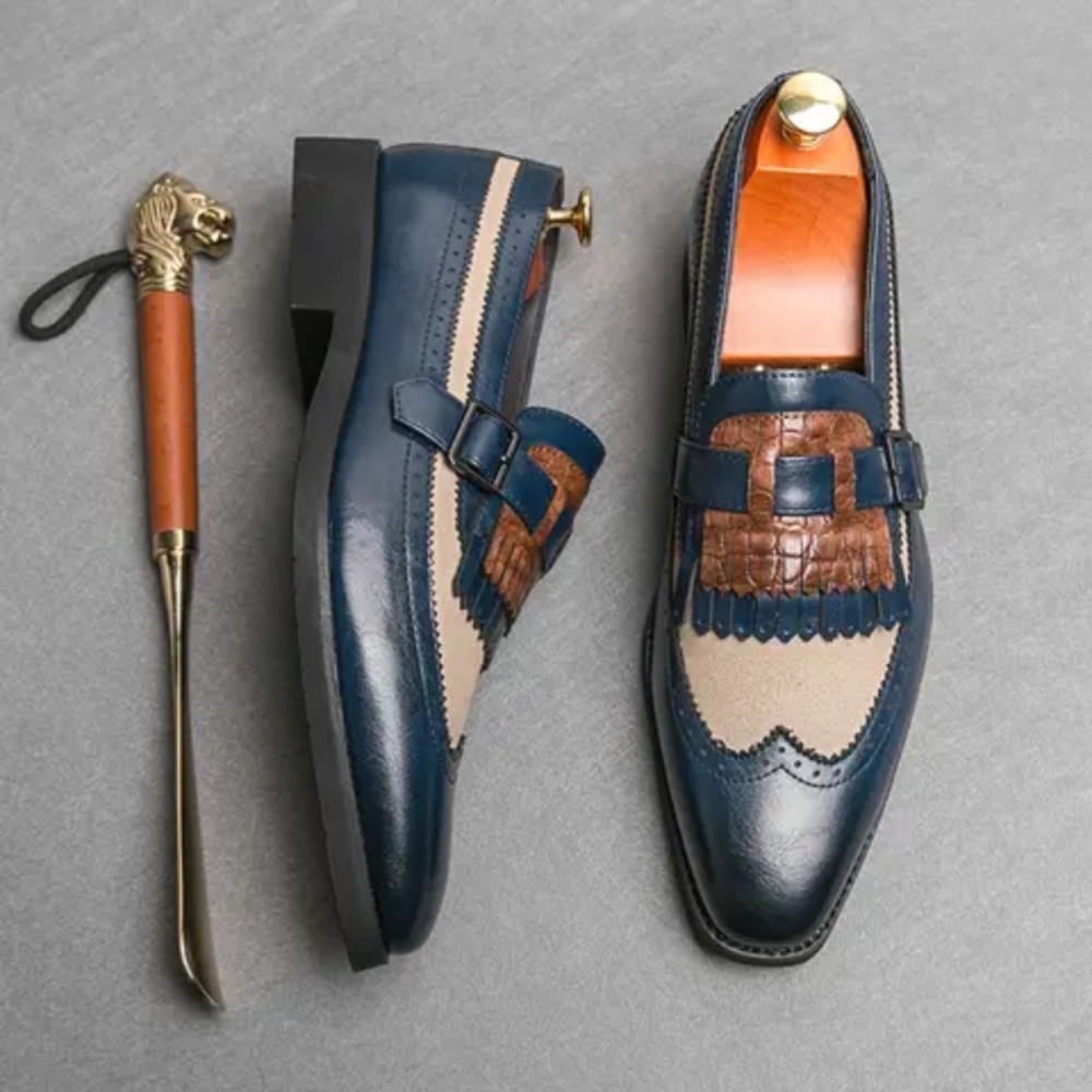 Elegant Blue and Brown Men's Loafers